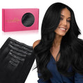 WENNALIFE Seamless Clip In Hair Extensions Human Hair, 12 Inch 80g 7pcs Jet Black Real Hair Extensions Clip in Human Hair Invisible PU Skin Weft Natural Remy Hair