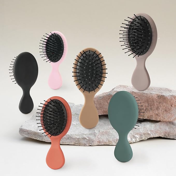 Mini Hair Bursh for Women,girls-Protable Travel Size Hair Brush for Pockets,Purse,backpack-Mini Detangler Brush for All Hair Types,Small Hair Brush for Detangling (1 Pack-Mocha)