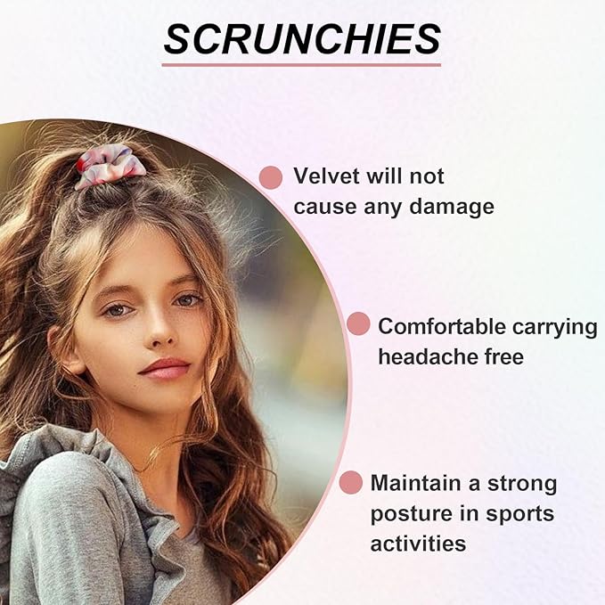 Velvet Hair Scrunchies for Girls and Women, Premium Elastic Tie-Dye Scrunchies and Ponytail Holders - 12 Colors