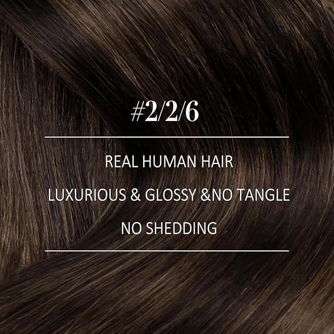 YoungSee Clip in Human Hair Extensions Dark Brown Balayage Medium Brown Clip in Hair Extensions Human Hair Ombre Straight Hair Extension Clip ins 18In 120G 7Pcs