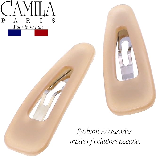 Camila Paris CP3056 French Hair Barrettes Clips, Snap Hair Slides Clic Clac for Women, Styling Girls Side Slide-in Metal Snap Pin Hair Accessories for Women. Strong Hold, No Slip Grip, Made in France