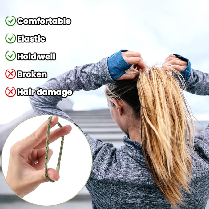 DIYDEC 32PCS Boho Hair Bracelets for Women Elastic Bracelets Hair Ties No Damage Hair Bands for Girls Thick Thin Long Curly Hair Accessories(D Style)