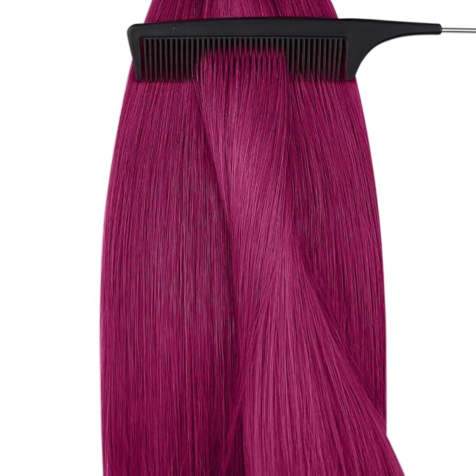 YoungSee Nano Ring Hair Extensions Human Hair Magenta Nano Bead Human Hair Extensions Burgundy Nano-Rings Hair Extension Red Nano-Tip Hair Extension for Women 25s 25g 14in