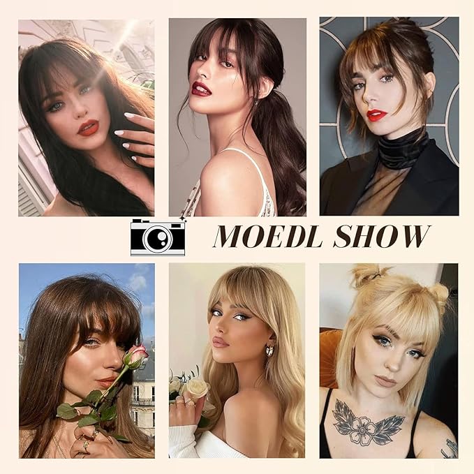 Clip In Bangs- Real Human Hair Ash Blonde Clip On Bangs Air Bangs For Women Clips Wispy Bangs Fringe With Temples Hairpieces Curved Bangs For Daily Wear