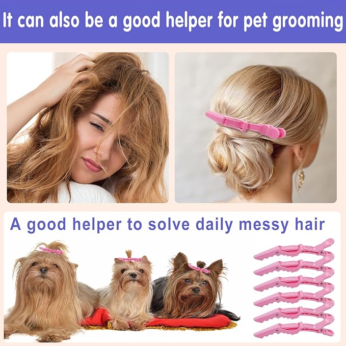 50Pcs Alligator Hair Clips,Professional Hair Styling Clips for Styling Sectioning,Plastic Non Slip Hair Clips for Women with Wide Teeth & Double-Hinged Design(Pink)
