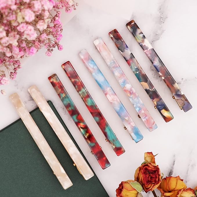 Cobahom 12Pcs Hair Clips Metal Duckbill Clips Leopard Print Hair Clips Teeth Hair Pins Chic Tortoise Shell Hair Barrettes for Women and Girls