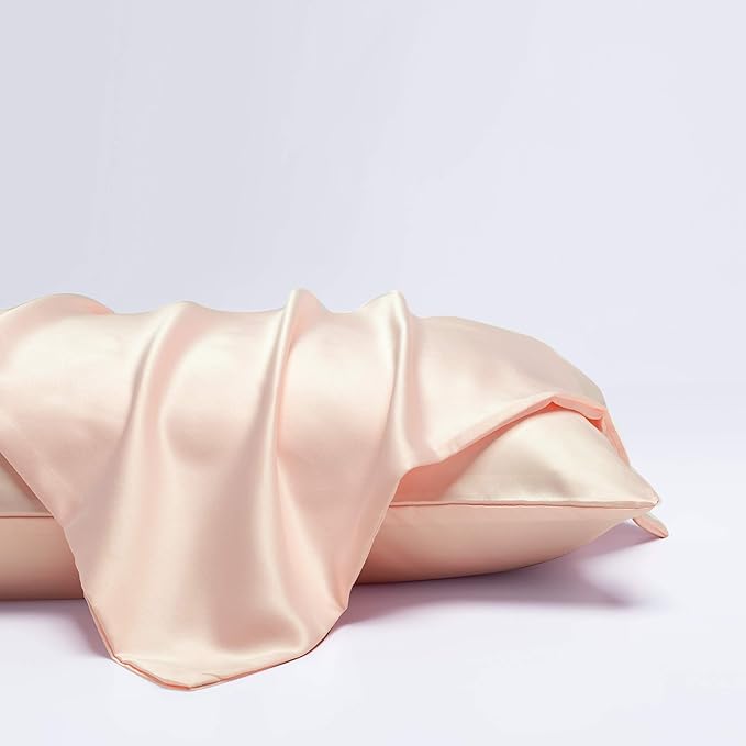 NTBAY Zippered Satin Pillow Cases for Hair and Skin, Luxury Standard Hidden Zipper Pillowcases Set of 2, 20x26 Inches, Pink