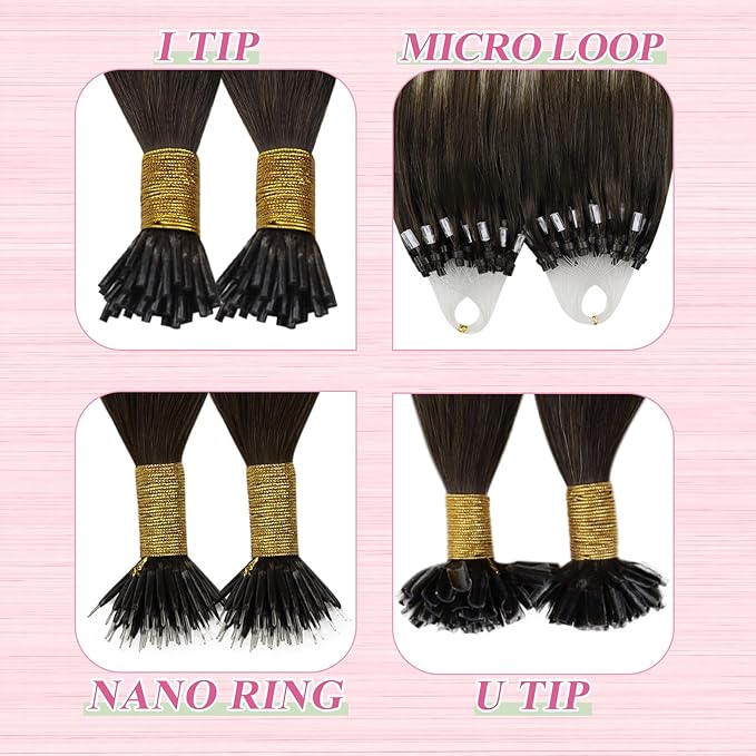 YoungSee Ombre K Tip Hair Extensions Real Human Hair Ombre Dark Brown Mixed Ash Blonde Natural Hair Extensions Utips Human Hair for Women 14In 1G/S 50G