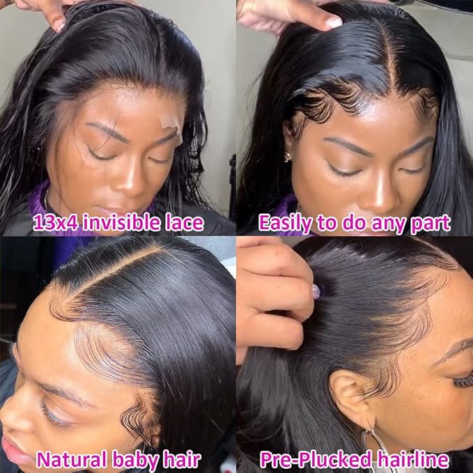 Hermosa 12A 13x4 HD Lace Front Human Hair Wigs Pre Plucked with Baby Hair 220% Density Brazilian Straight Wigs Human Hair for Women Natural Hairline 20 inch