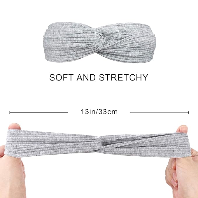 DRESHOW 20 Pack Turban Headbands for Women Elastic Back Twisted Hair Bands Face Vintage Cross Head Wrap Hair Accessories