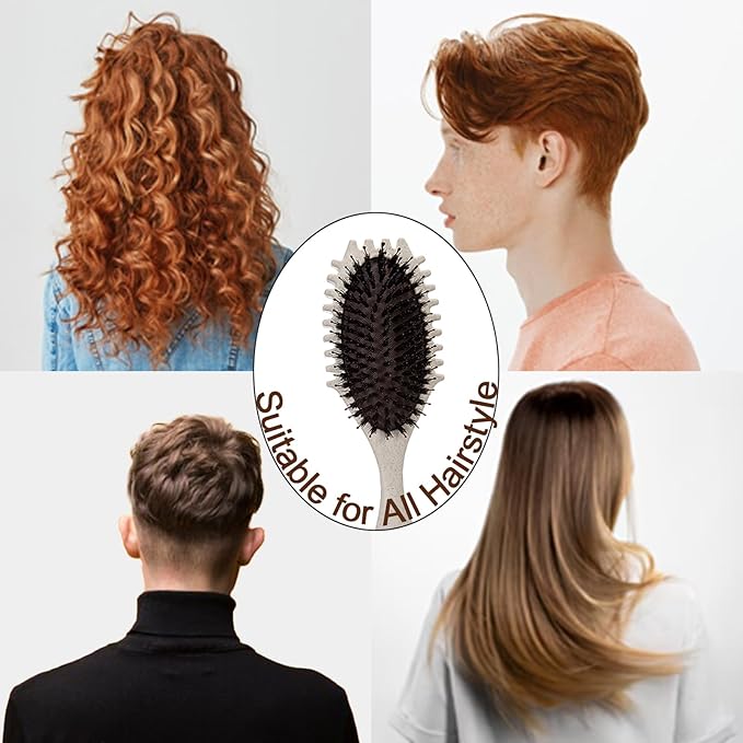 Curly Defining Brush, Curly Hair Styling Brushes Detangler Soft Bristle Hair Brush 1-Pack (Beige)