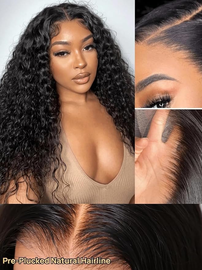 Julia Hair Water Wave 13x4 Pre Everything Glueless Lace Front Wigs Human Hair for Women 12A Pre Cut HD Lace Frontal Wigs Pre Plucked Put on and Go Bye Bye Knots Wig Natural Color 180% Density 26 Inch