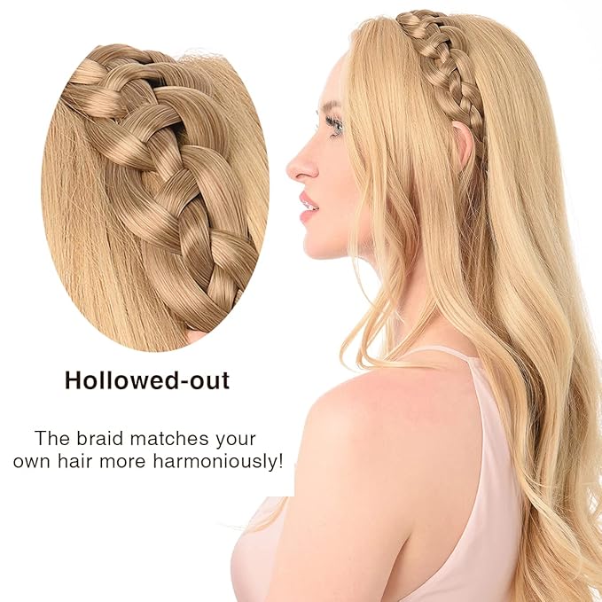 DIGUAN Hollow out Synthetic Hair Braided Headband Hairpiece Women Girl Beauty accessory for Women (Earthy Brown)