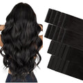 GOO GOO Invisi Edge Tape in Hair Extensions Human Hair, 1B Natural black 10pcs injected with 10pcs classical tape ins, 10inch 30g, Virgin Remy Hair, Natural Look