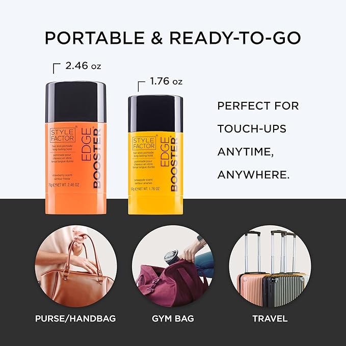 Style Factor EDGE BOOSTER Hair Wax Stick Pomade with Beeswax | Strong Hold Slick Stick for Flyaways, Edges & Baby Hair for Sleek Buns & Ponytails | Stocking Stuffers for Women Girls Teen | Grape