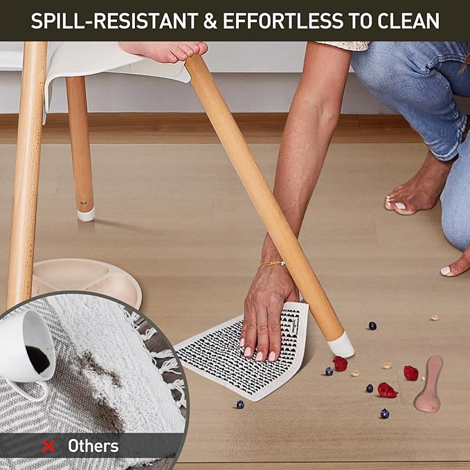 Clear Plastic Area Mat for Under High Chair, 3'×5' Large No Slip Waterproof Vinyl Floor Mat for Home, Anti-Spill Hard Floor Protector, Easy Clean Splat Mat