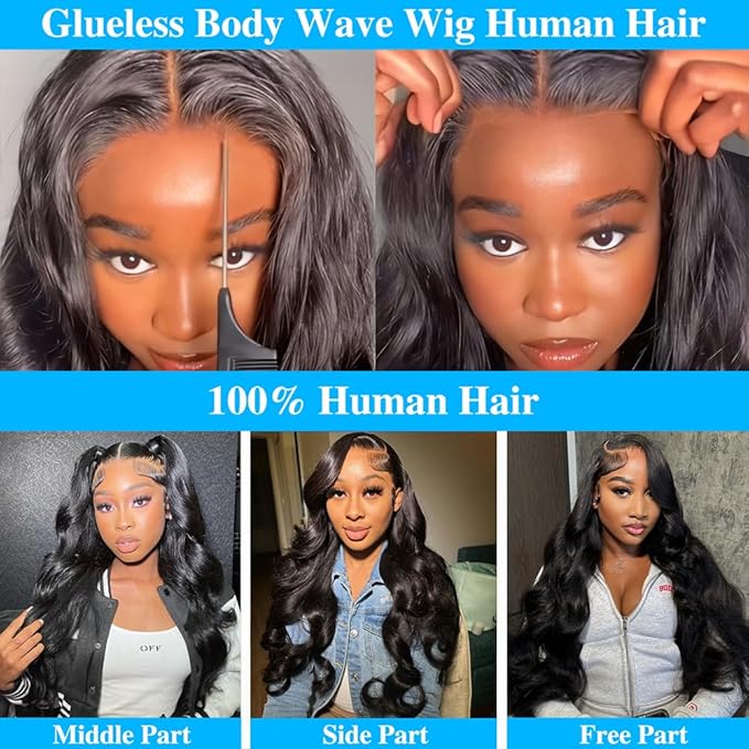 7x5 HD Lace Closure Glueless Wigs Human Hair Pre Plucked Pre Cut 180% Density Wear and Go Glueless Wig 22Inch Body Wave Lace Front Wigs Human Hair Pre Plucked for Black Women Natural Hairline