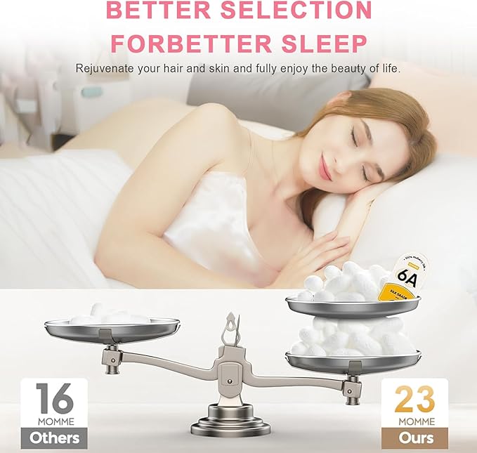 100% Silk Pillowcase 2 Pack for Hair and Skin, Both Sides 23 Momme Grade 6A+ Mulberry Silk Pillowcases with Hidden Zipper, Soft&Smooth Cooling Pillow Cases (Beige, King 20×36)