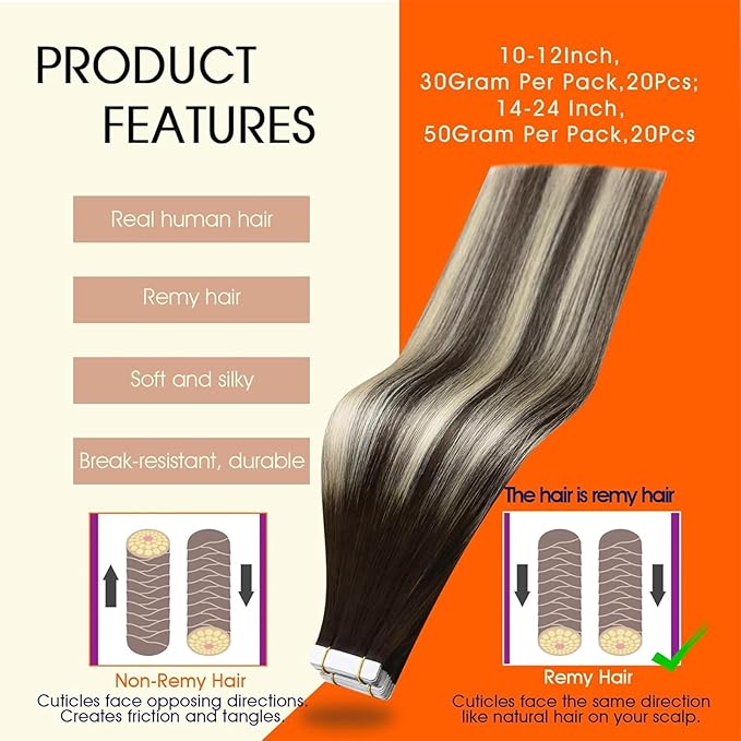 Full Shine Hair Extensions Tape ins Color 2/60/2 Tape in Hair Extensions Real Human Hair 50G Glue in Extensions Seamless Tape ins Human Hair 18Inch Remy Invisible Human Hair 20Pcs for Women Add Length