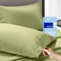 THREAD SPREAD 100% Cotton King Size Pillow Cases Set of 2-400 Thread Count Pillow Cases King Size Set of 2 (Sage Green), Luxuriously Soft Hotel Quality Sateen Weave Pillowcases, Crisp & Cool