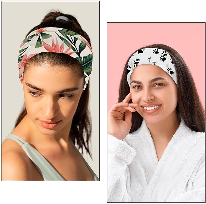 6 Pcs Stretchy Headbands for Women, Absorbed Sport Headband Soft Twist Knotted Headbands for Daily Life Yoga Workout, Dogs Collection Multi Animal