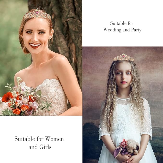 Didder Gold Multicolor Rhinestone Tiaras and Crowns for Women and Girls - Elegant Princess Crowns for Bridal, Wedding, Prom and Birthday Parties