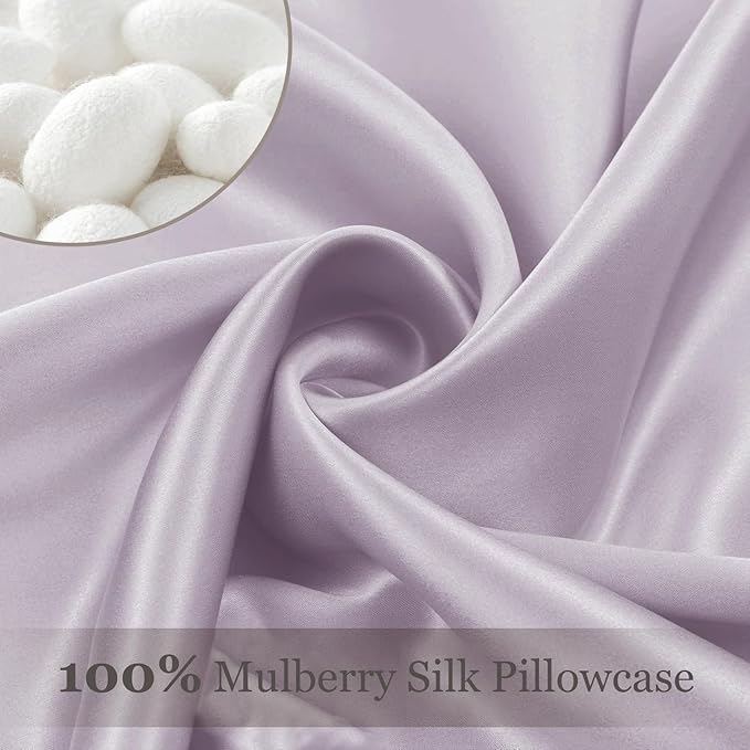 Adubor 100% Silk Pillowcase - Mulberry Silk Pillow Cases, 23 Momme 6A Grade Fibers, Silk Pillow Case for Hair and Skin Health, with Hidden Zipper (Queen 20''x30'', Grayish Purple, 1PC)
