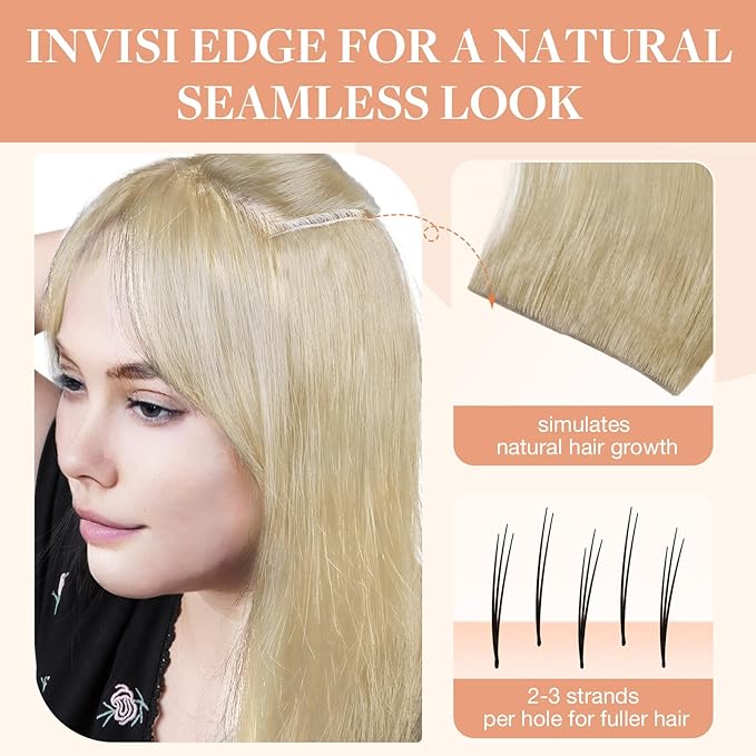 GOO GOO Invisi Edge Tape in Hair Extensions Human Hair, 18ET90A Natural Blonde Balayage, 6pcs 12inch 15g, Virgin Remy Hair, Seamless Injected Tape, Natural Look