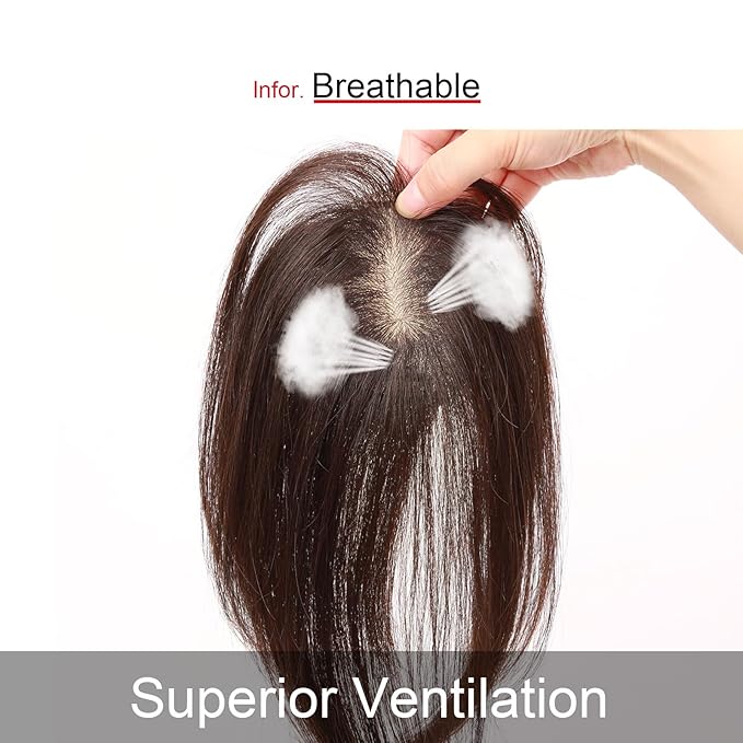 100% Human Hair Topper Machine Hand Made Hair Pieces Clip in Hair Wiglets for Women Thinning Hair,Hair Loss BAZF710 (BR Brown × Hair Length:7.8"(20cm), Base Dimension:2.8"×3.9"(7cm×10cm))