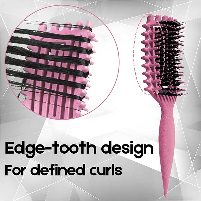 Curly Hair Brush Candybrush Curl Defining Brush for Detangling Shaping and Defining Curls for Women, Men, Wet & Dry Hair (Pink)