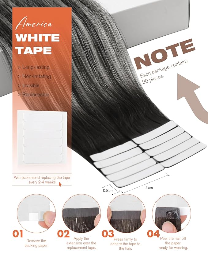 Sunny Hair Tape in Hair Extensions Real Human Hair Invisible Remy Hair Extensions Tape ins for Women Natural Black Roots to Silver Grey Balayage 18 inch 20Pcs 50G