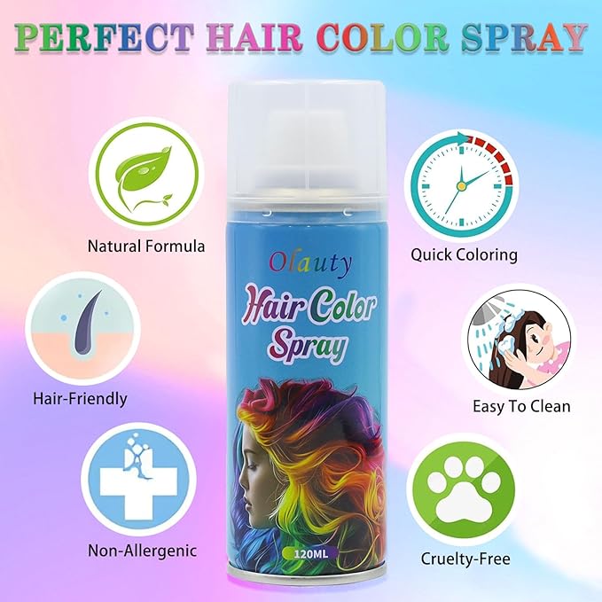 Pink Temporary Hair Color Spray for Kids Women, One-Day Temporary Hair Dye Spray Washable Hair Color Wax Non-Sticky For Cosplay DIY, Party, Christmas, Halloween, Crazy Hair Day (Pink)