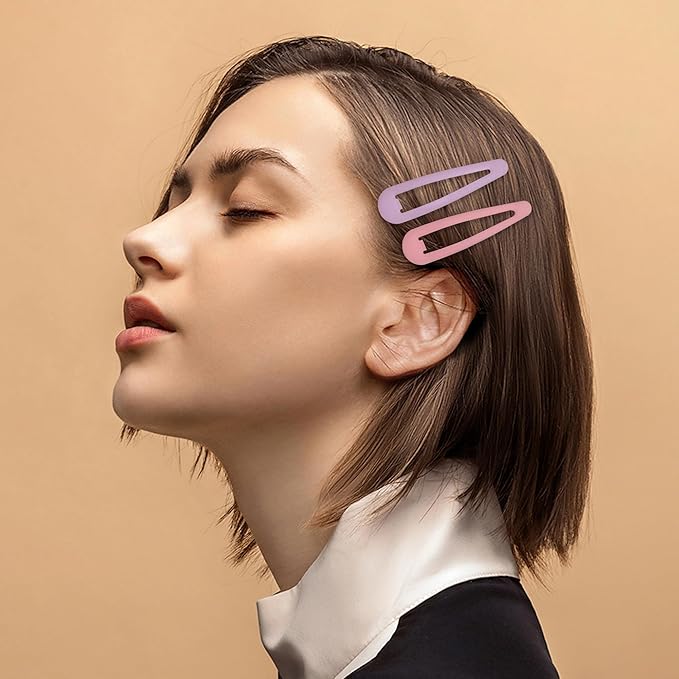 24 PCS 2.36 In Metal Snap Hair Barrettes For Women Water Drop Shape Hair Clips For Thick Thin Fine Hair,Matte Mix Colors