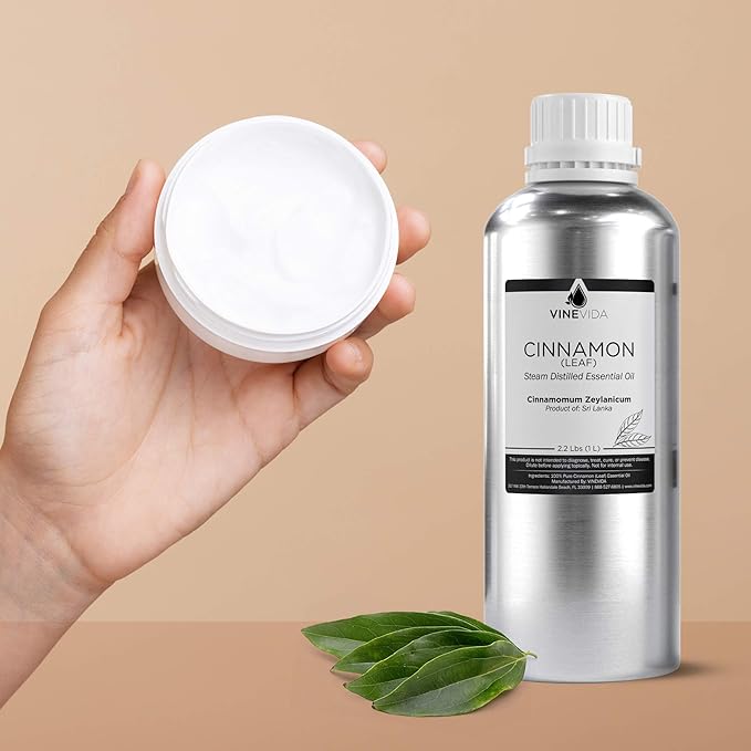 VINEVIDA Cinnamon Leaf Essential Oil 32 oz - Undiluted Cinnamon Oil 32 oz - Cinnamon Candle Oil Scent - DIY Candle Scents for Candlemaking - Bulk Essential Oil for Soap Making Safe for Skin