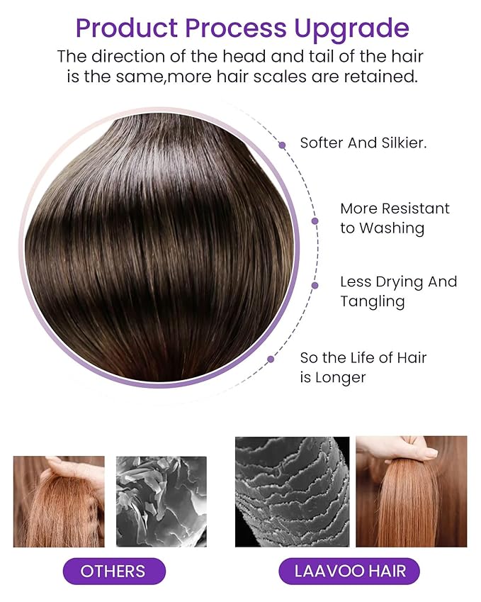 LaaVoo Tape in Hair Extensions Human Hair Ombre Tape Extensions Balayage Brown Fading to Chestnut Brown Mix Golden Brown 14inch 20pcs/50g