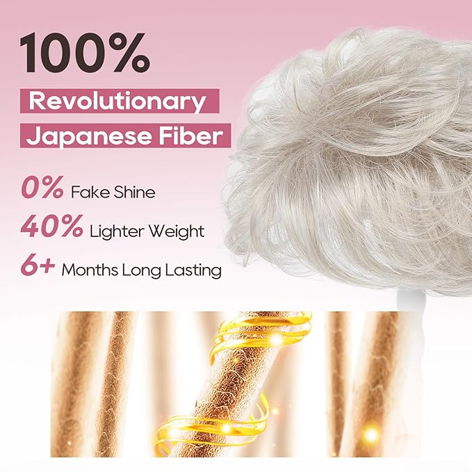 REECHO Hair Topper, Short Wiglet Hair Topper for Women Large Coverage Synthetic Top Crown Hairpiece for Women (Light Ash Blonde)
