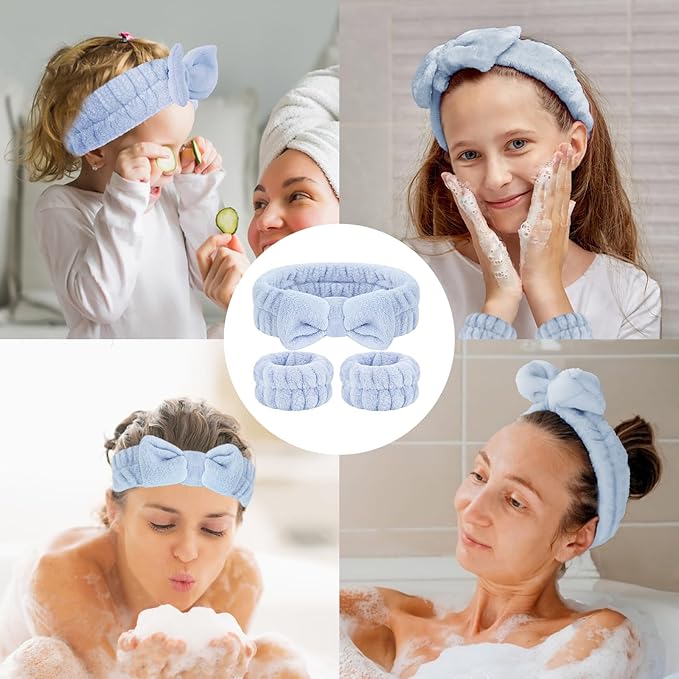 Face Wash Set - Microfiber Wristbands & Headband for Spa-Like Facial Cleansing