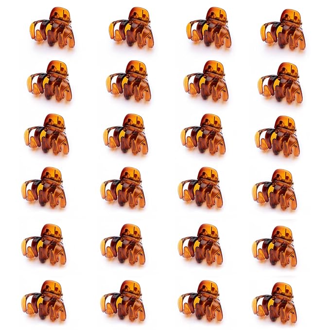 Cobahom 24 Pcs Small Hair Claw 1.2 Inch Plastic Hair Clips Mini Grip Octopus Clips Styling Accessories for Women and Girls (Brown)