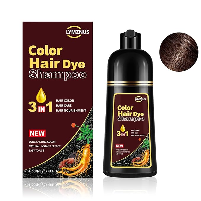 Dark Brown Hair Dye Shampoo 3 in 1 for Gray Hair, Instant Brown Hair Color Shampoo for Men & Women, Herbal Hair Dye Shampoo for 100% Gray Coverage in Minutes 500ml