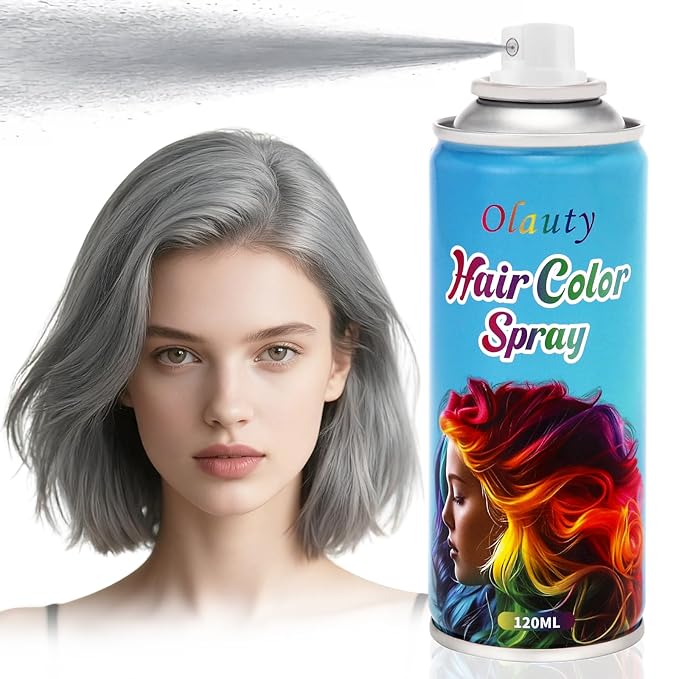 Gray Hair Spray, Temporary Hair Color Spray For Kids Women Men, Hair Dye Washable Temporary Hair Color Wax, One-Time Use Color Hair Spray for Crazy Hair Day, Halloween Christmas Cosplay Party (Gray)