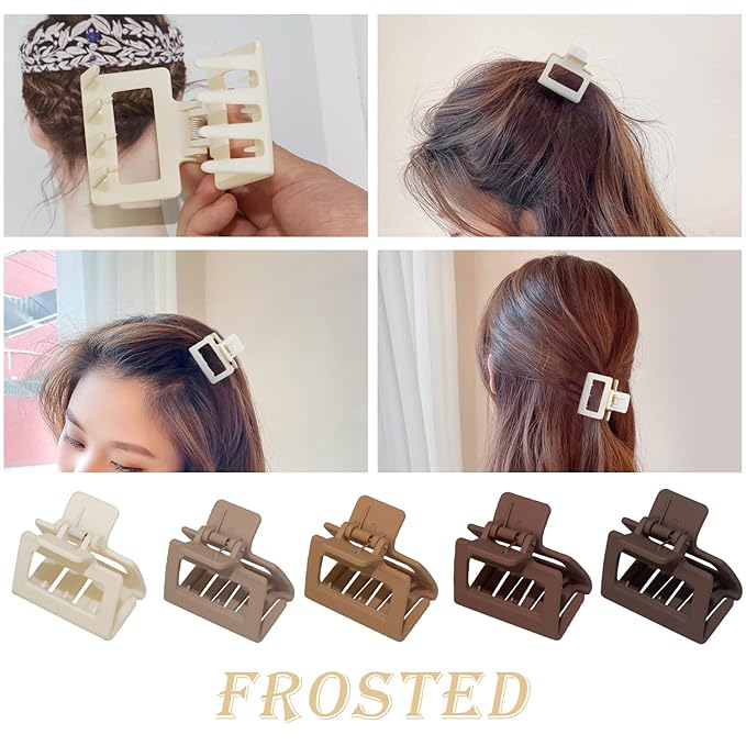 Medium Claw Hair Clips for Women Girls, 2" Matte Rectangle Small Claw Clips for Thin/Medium Thick Hair, Hair Jaw Clip Nonslip