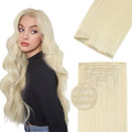 DOORES Invisi Edge Clip in Hair Extensions 18 inch 120g 7pcs, Virgin Real Human Hair PU Clip in Extension Invisible Seamless Natural Thickening Hairstyle, 60A Platinum Blonde
