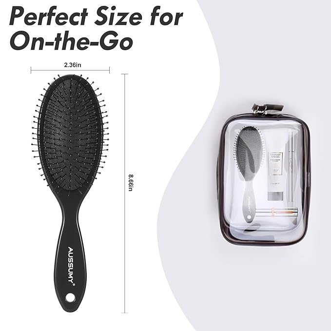 Air Cushion Detangling Hair Brush - 2 Pack Detangler Hairbrush with Ultra Soft Bristles for Effortless Tangle Removal - For Wet Dry Damaged Curly Hair for Women Men Boys Girls Kids - Black & Pink