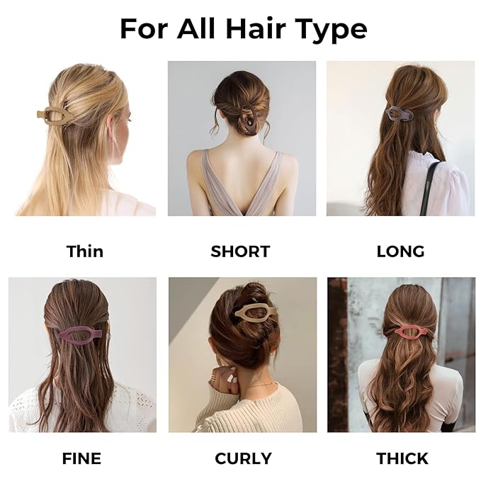 8 Pack Clear Flat Hair Clips – Matte Claw Clips for Women & Girls, Fresh Aesthetic Hair Accessories, Strong Hold No-Slip Barrettes for Summer & Everyday Styling