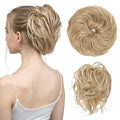 SARLA Messy Hair Bun Hair Pieces Curly Synthetic Updo Fake Scrunchies Ponytail Extension for Women Dirty Blonde 1PCS
