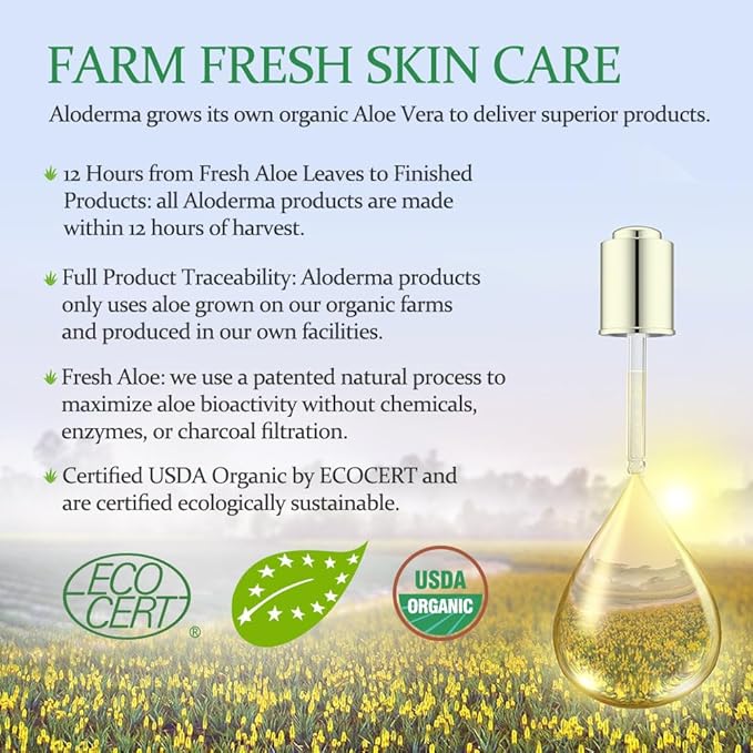 Aloderma Aloe Vera Gel + Tea Tree Oil, Made with Refreshing Organic Aloe for After Sun Skin Care, Multipurpose Use for Hair and Scalp, and Face or as a Shaving Gel or Aftershave - 10.6Oz x 3btls