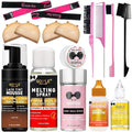 Lace Glue Kit Complete Set with Lace Tint Mousse, Lace Melting Spray Wig Glue for Women's Wigs and Hairpieces - Wig Installation Kit & Tape in Extension Rmover & Cap (Dark Brown)