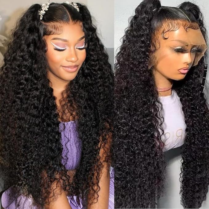 34 Inch Water Wave 13x6 HD Lace Front Wigs Human Hair Pre Plucked 200 Density Deep Part Curly Wig for Women Water Wave Frontal Wigs Human Hair