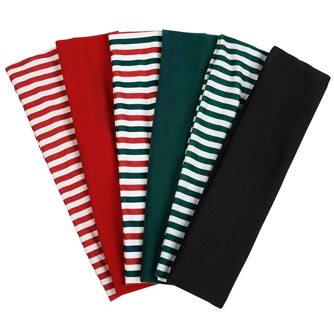 TERSE Headbands for Women Short Hair Striped Headbands Non Slip Elastic Sweat Hairbands Soft Fabric Hairbands Workout Yoga Running Sport Hair Accessories