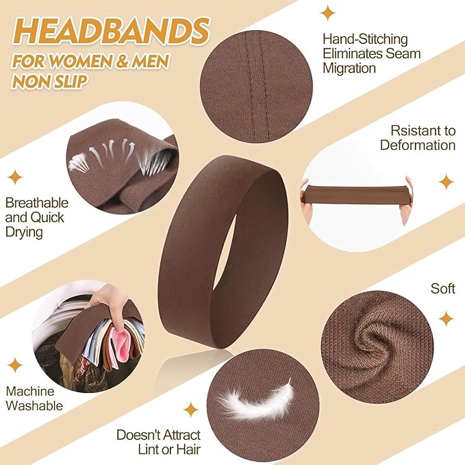 Headbands for Women Valentines Day Gifts for Her - 8 Pcs Head Bands Non Slip for Women's Hair Accessory Stretchy Fabric Headband for Workout Sport Yoga Running Christmas Birthday Gifts for Women